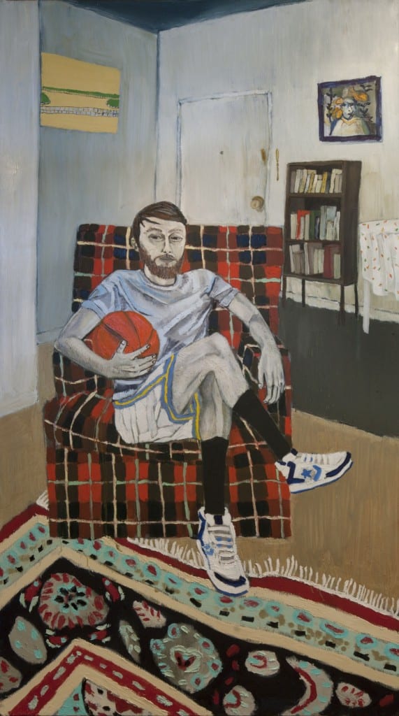 Raffi Kalenderian, Self Portrait (Hoop it Up), oil on canvas, 84 x 47", 2006