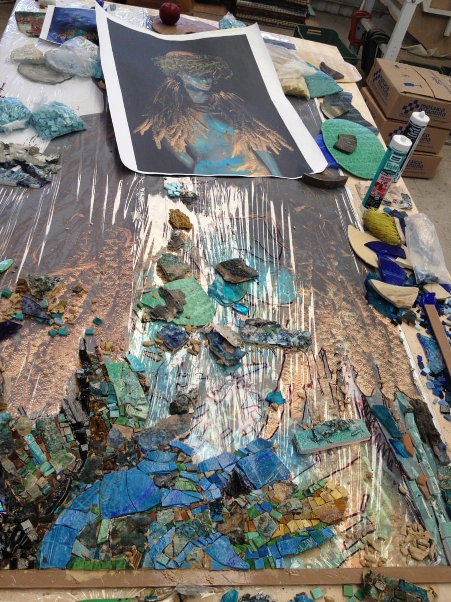 Detail of the mosaic process, 2013. Image courtesy of the artist.