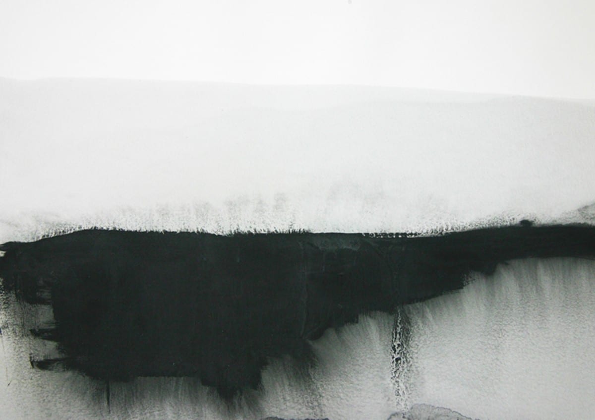 Lisa Golightly, Floodline Series No. 18, acrylic and fabric dye on paper, 13” x 19”  