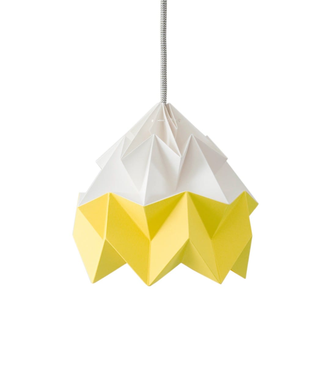 Moth origami lampshade gold yellow and white. © Studio Snowpuppe