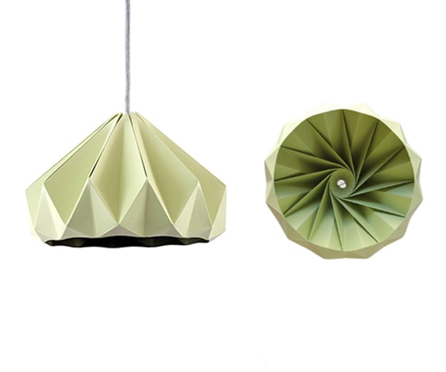 Chestnut (detail view) paper origami lampshade Autumn Green. © Studio Snowpuppe