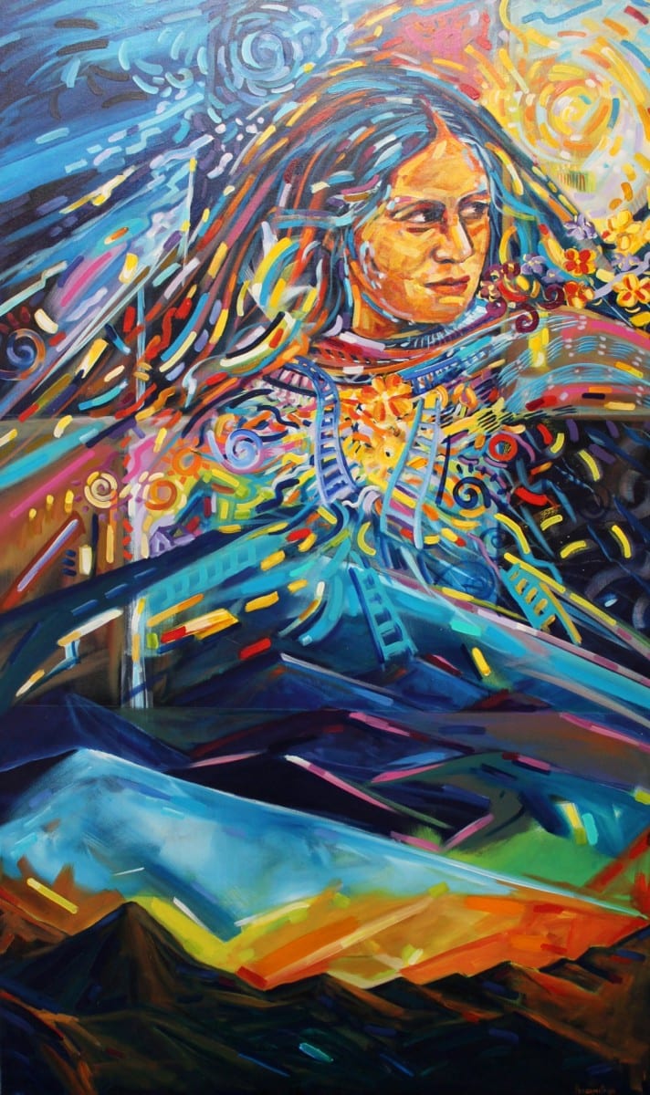 Rafael Escamilla, Mountain Festival, Acrylic on canvas, 36” x 60”, 1997