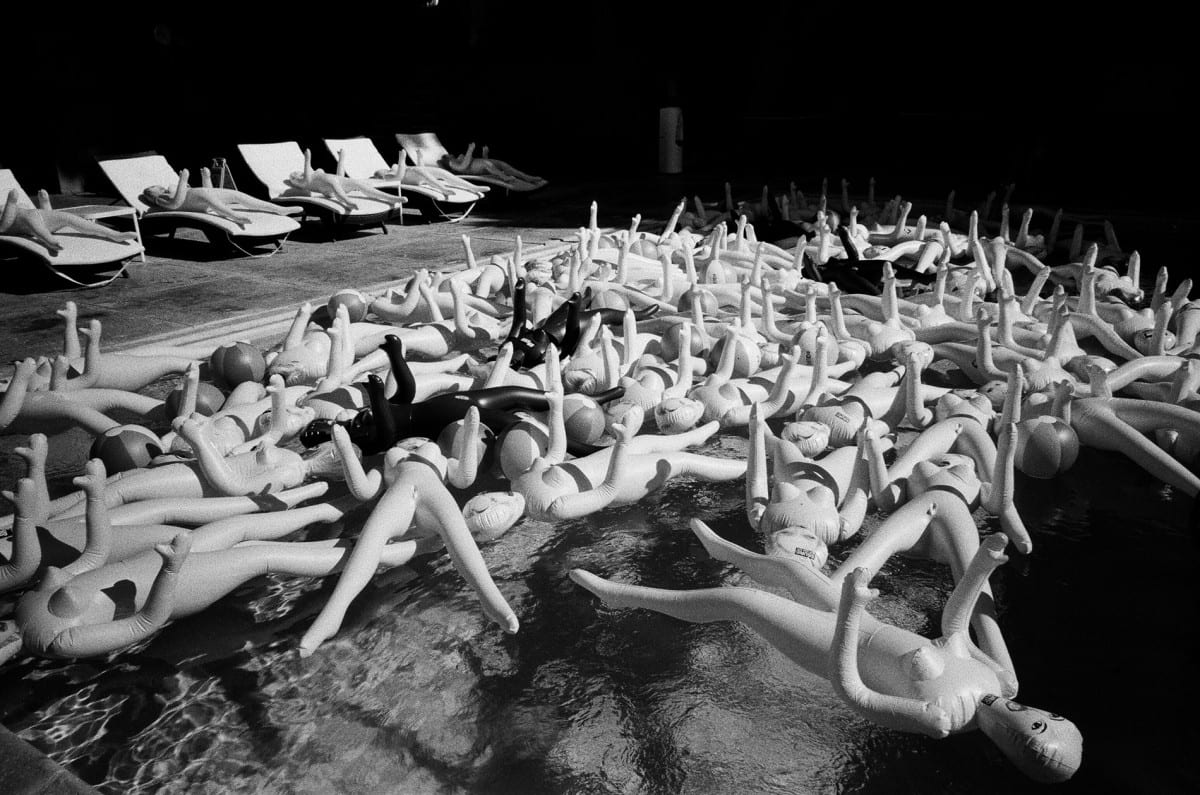 Quam Odunsi, Untitled [Pool Ladies], acrylic, 40” x 40”, 2013, Unique / Edition of 1
