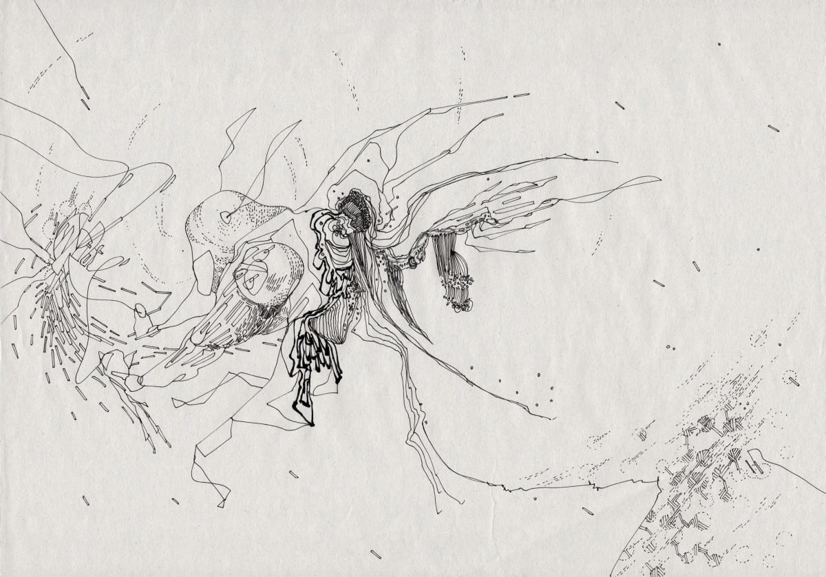 Yosuke Tan (untangle) & Robert Malte Engelsmann (kaeghoro), Synergy 01, drawing on paper, 265 x 363 mm, 2013, drawing collaboration ©Robert Malte Engelsmann