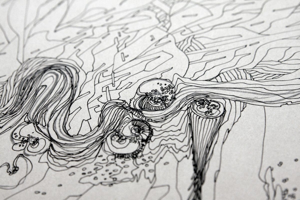 Yosuke Tan (untangle) & Robert Malte Engelsmann (kaeghoro), Synergy 03 (detail), drawing on paper, 265 x 363 mm, 2013, drawing collaboration ©Robert Malte Engelsmann 