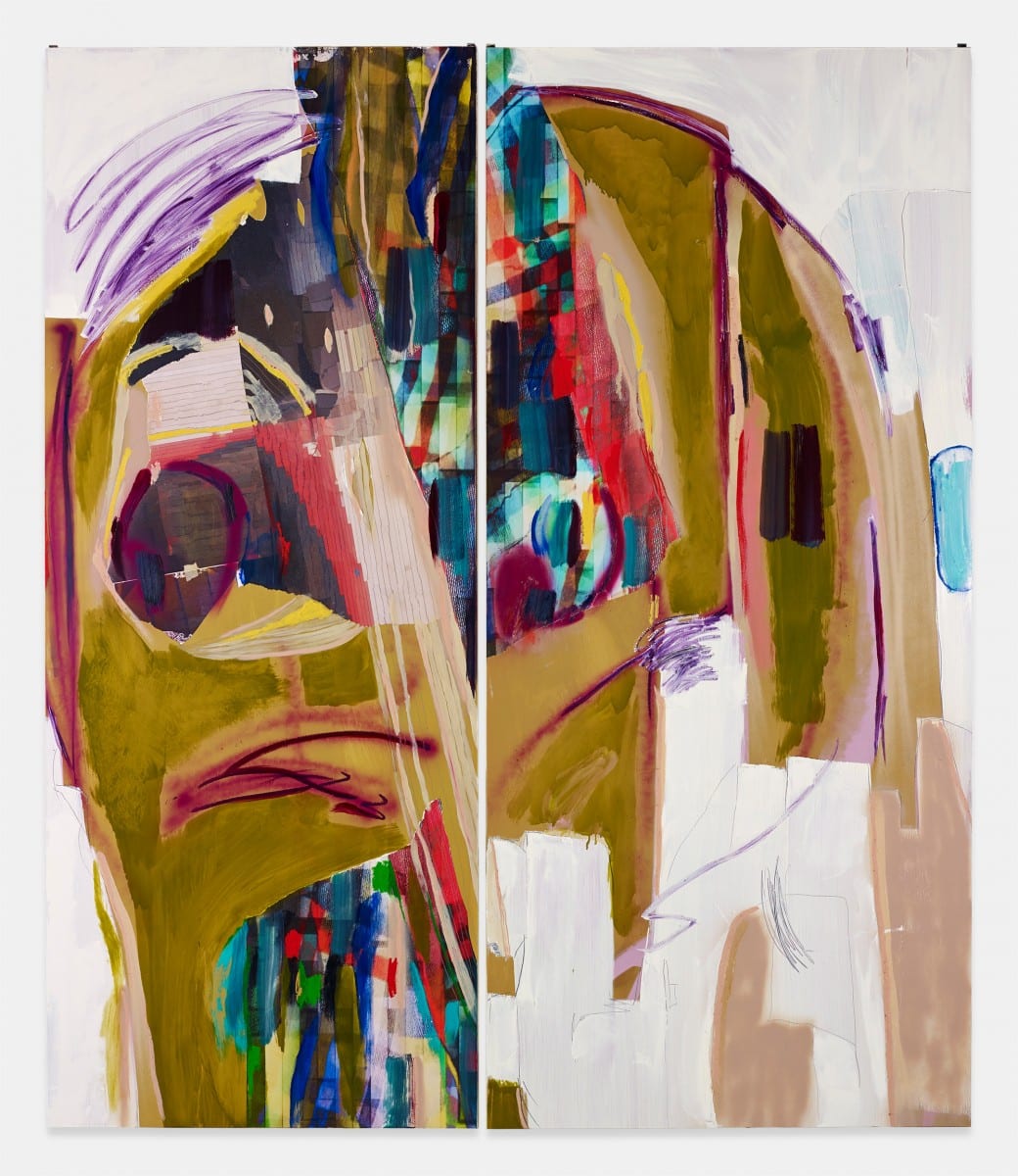 Michael John Kelly, Summer Mask 2, Oil, Acrylic, Pigment Print Collage on Panel, 80" x 69", 2013