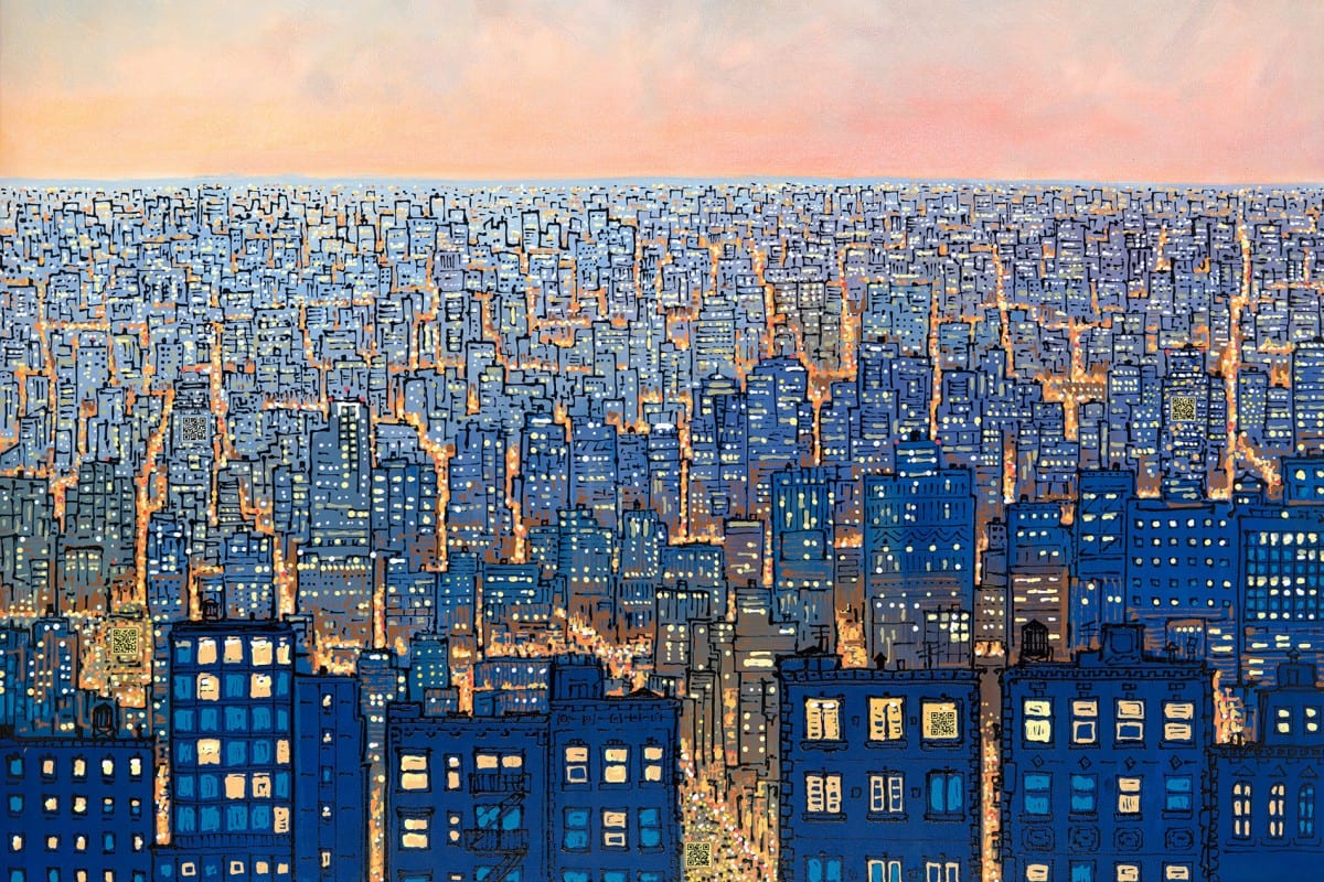 Tony Taj, The City - AMP, mixed media on canvas, 24"x32", 2011 