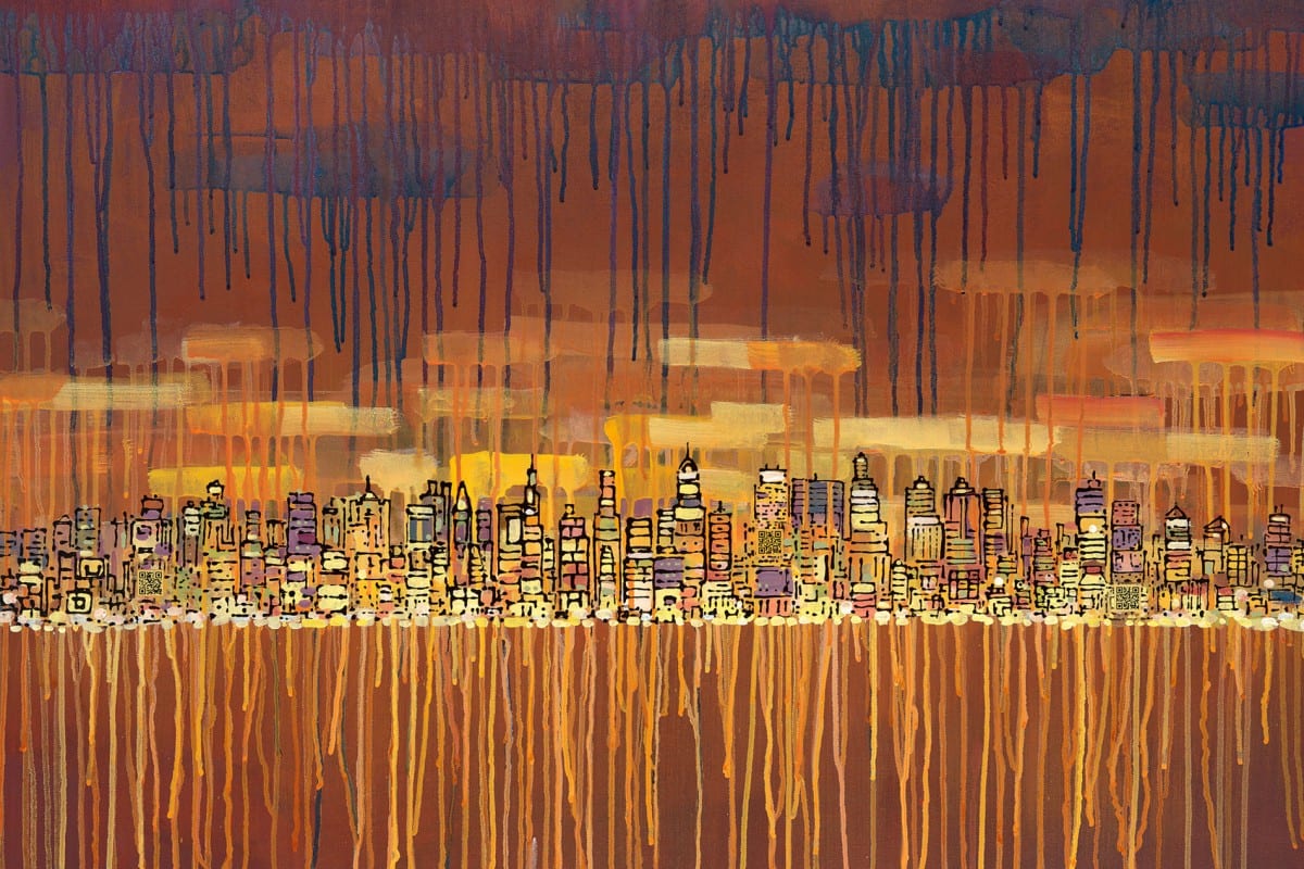 Tony Taj, The Skyline - AMP, mixed media on canvas, 24" x 32", 2011 