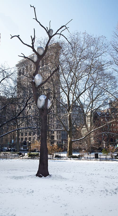 Installation view of Giuseppe Penone’s Ideas of Stone (Idee di pietra) in Madison Square Park, 2013, photography by Malcolm Varon, © of Madison Square Park Conservancy