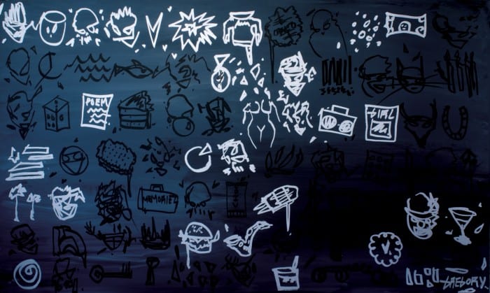 Gregory Siff, Chalkboard, acrylic on canvas, 36" x 60", 2013, signed © of the artist