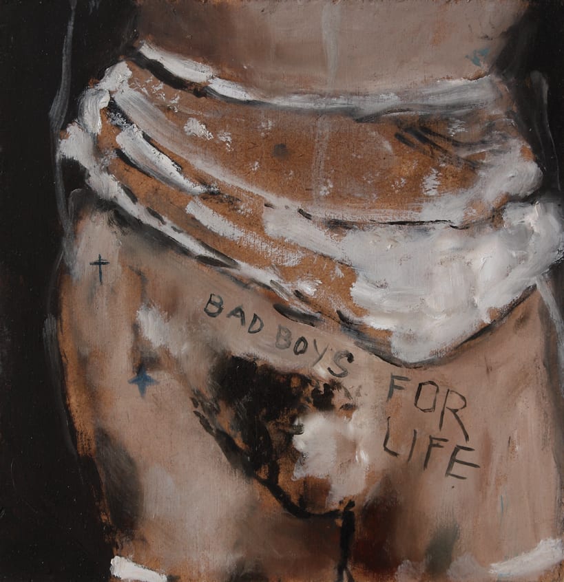 Sam Jackson, Bad boys for Life, oil on board, 20 x 19.5 cm, 2014