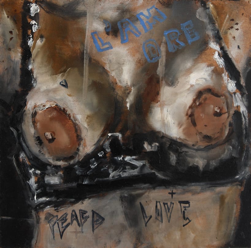 Sam Jackson, L'amore (Peace & Love), oil on board, 19.5 x 20 cm, 2014