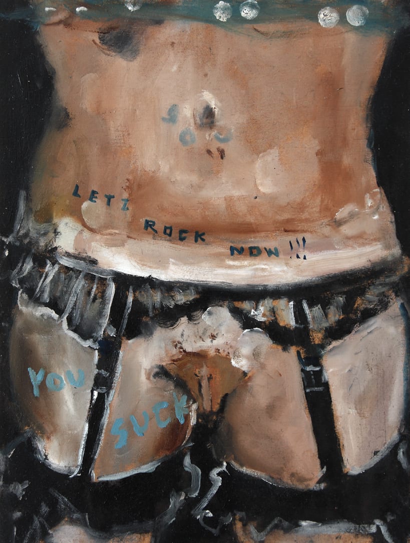 Sam Jackson, Letz Rock Now, oil on board, 26 x 20 cm, 2014
