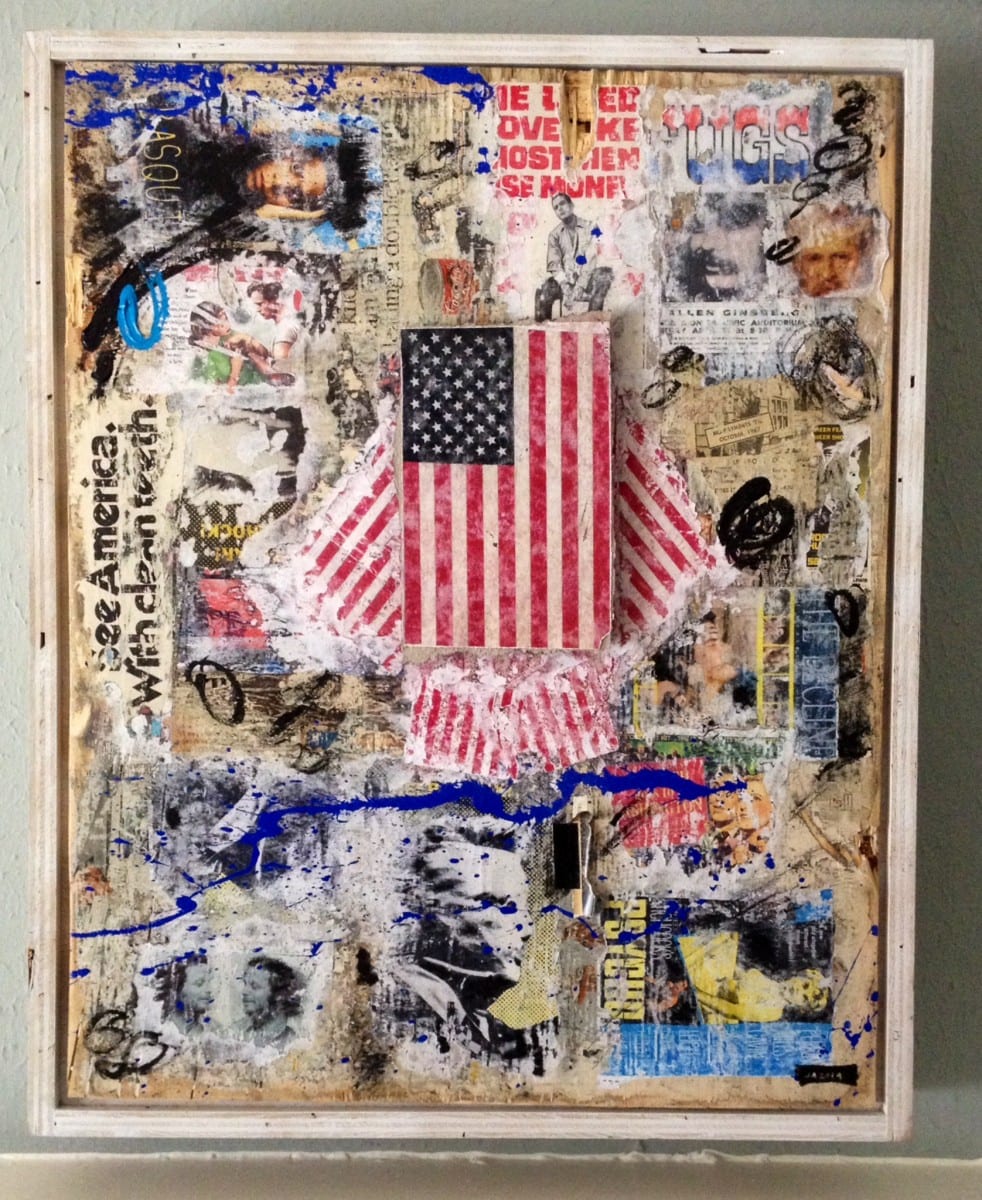 Jimmy Ray Flynn,  FLAG                  Mixed Media Collage 26" x 36", 2014