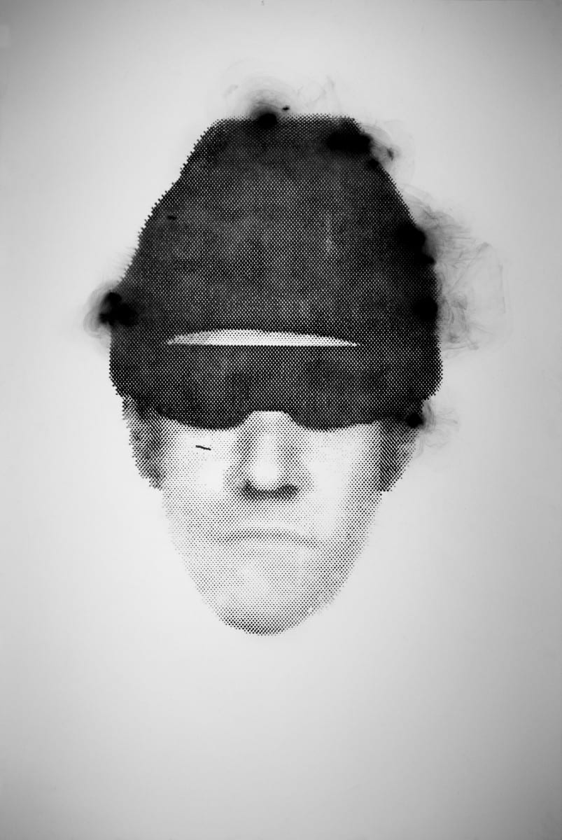 Rob Tarbell, Suspect, smoke on paper, 60” x 40”, 2014