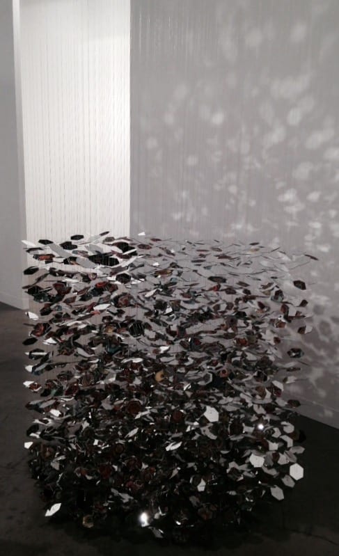 Pae White, Better Places, Mirror, aluminum thread, painted paper, vinyl, Dimensions variable, 2011. Courtesy of the artist and kaufmann repetto, Milan 