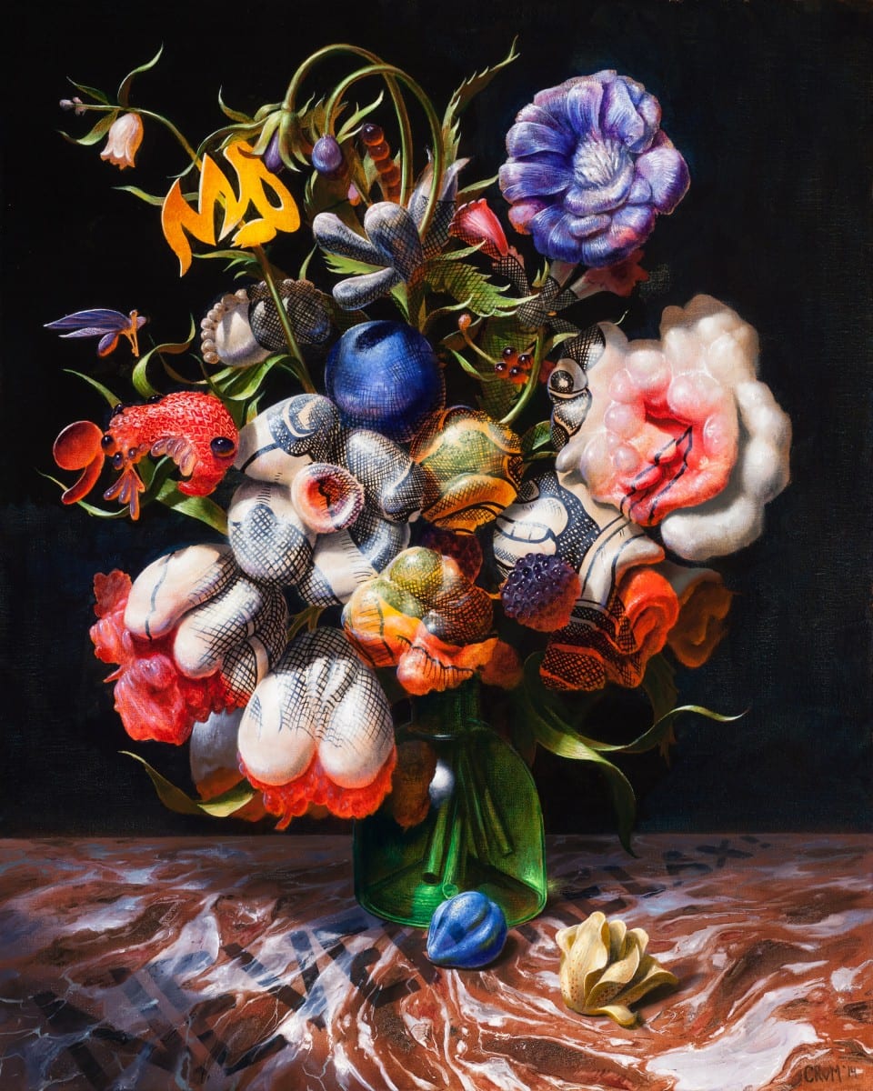 Christian Rex van Minnen_Around Blacks, Never Relax with Tulips_2014_Oil on linen_20 x 16 in_51 x 41 cm