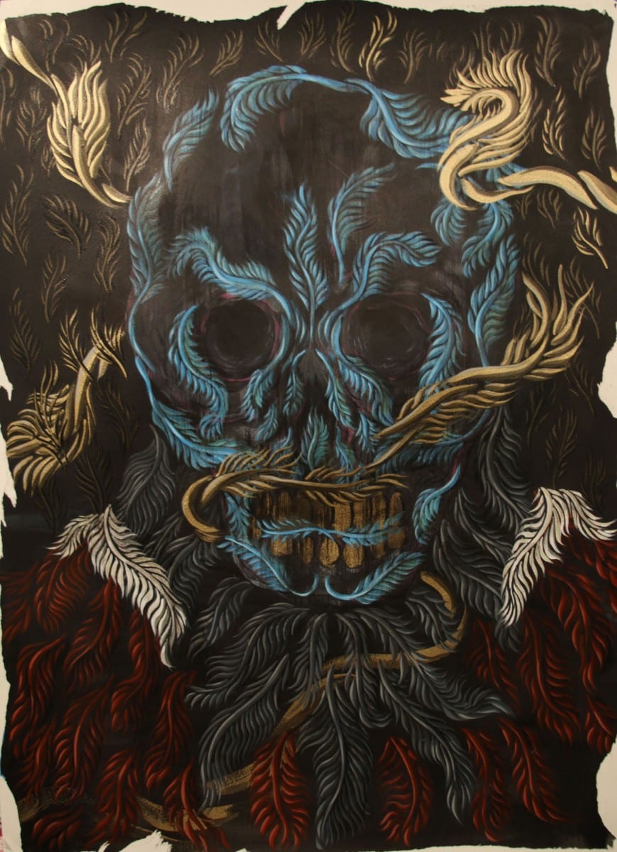 Isaac Arvold, Kings are dead, acrylic on archival paper, 2015.  